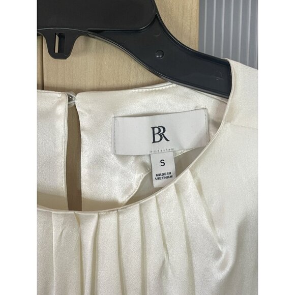 Banana Republic Silk Satin Pleated Blouse Sz S Shirt Ivory Career Party Elegant - Picture 4 of 7